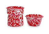 Red Marble Enamelware Dip Pot Cooler and Bowl Set